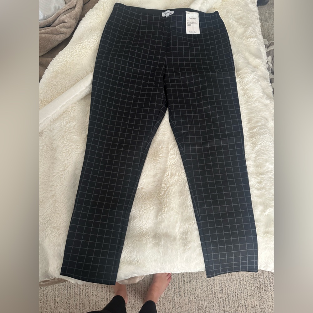 Calvin Klein Womens  Black Checkered Pants- NWT